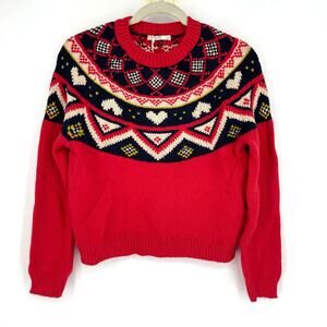 Marine Layer Archive Alpine Red Fair Isle Sweater XS NWT Wool Alpaca Blend
